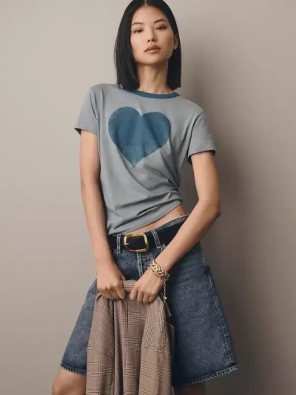 [New] Anthropologie LetLuv Graphic Tee with Blue Heart